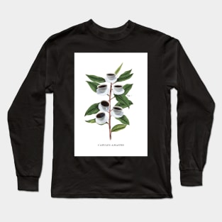 Botanical Coffee Poster, Coffee, Funny Humour, art for Coffee Shop or Kitchen Long Sleeve T-Shirt